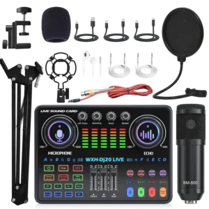 Professional Audio Mixer Sound Card and Audio Interface with DJ Mixing Effects and Voice Changing, Live Studio Equipment 1